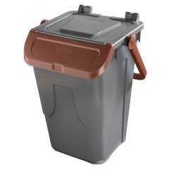 Contenitore portarifiuti Ecology - con sportello e maniglione - 35 L - grigio/bruno - Mobil Plastic