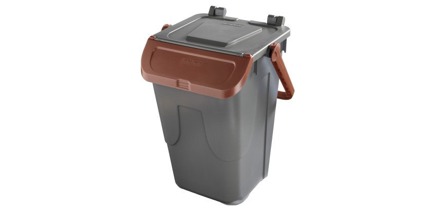 Contenitore portarifiuti Ecology - con sportello e maniglione - 35 L - grigio/bruno - Mobil Plastic