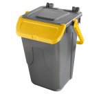 Contenitore portarifiuti Ecology - con sportello e maniglione - 35 L - grigio/giallo - Mobil Plastic