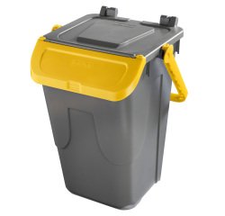 Contenitore portarifiuti Ecology - con sportello e maniglione - 35 L - grigio/giallo - Mobil Plastic