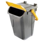 Contenitore portarifiuti Ecology - con sportello e maniglione - 35 L - grigio/giallo - Mobil Plastic