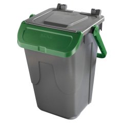 Contenitore portarifiuti Ecology - con sportello e maniglione - 35 L - grigio/verde - Mobil Plastic
