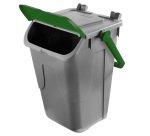 Contenitore portarifiuti Ecology - con sportello e maniglione - 35 L - grigio/verde - Mobil Plastic