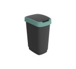 Pattumiera con coperchio basculante - 25 L - 33,3 x 25,2 x 47,6 cm - PPL - nero/verde scuro - Rotho