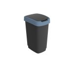 Pattumiera con coperchio basculante - 25 L - 33,3 x 25,2 x 47,6 cm - PPL - nero/blu - Rotho