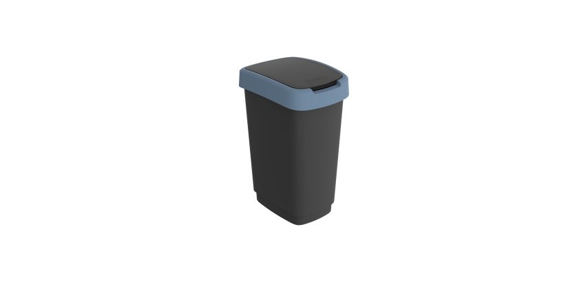 Pattumiera con coperchio basculante - 25 L - 33,3 x 25,2 x 47,6 cm - PPL - nero/blu - Rotho
