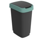 Pattumiera con coperchio basculante - 50 L - 40,1 x 29,1 x 60,2 cm - PPL - nero/verde scuro - Rotho