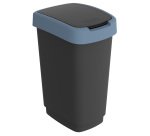 Pattumiera con coperchio basculante - 50 L - 40,1 x 29,1 x 60,2 cm - PPL - nero/blu - Rotho