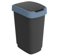 Pattumiera con coperchio basculante - 50 L - 40,1 x 29,1 x 60,2 cm - PPL - nero/blu - Rotho