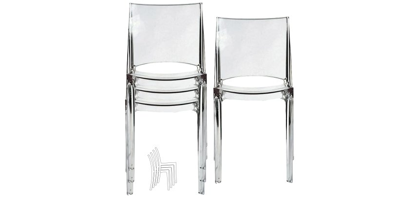 Sedia B-side - 48 x 50 x 81,5 cm - policarbonato - trasparente - Grandsoleil - conf. 4 pezzi