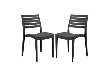 Sedia Firenze - 49 x 51 x 80 cm - polipropilene - antracite - Grandsoleil - conf. 2 pezzi