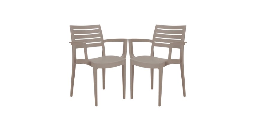Sedia Firenze - con braccioli - 59 x 51 x 80 cm - polipropilene - juta - Grandsoleil - conf. 2 pezzi