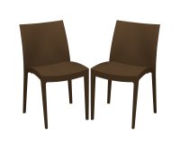 Sedia Venice - 51 x 49 x 80 cm - polipropilene - moka - Grandsoleil - conf. 2 pezzi