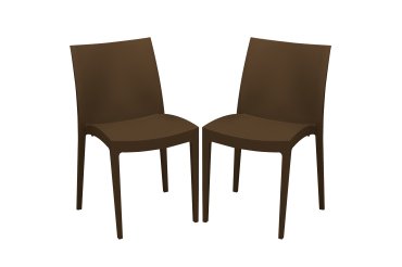 Sedia Venice - 51 x 49 x 80 cm - polipropilene - moka - Grandsoleil - conf. 2 pezzi