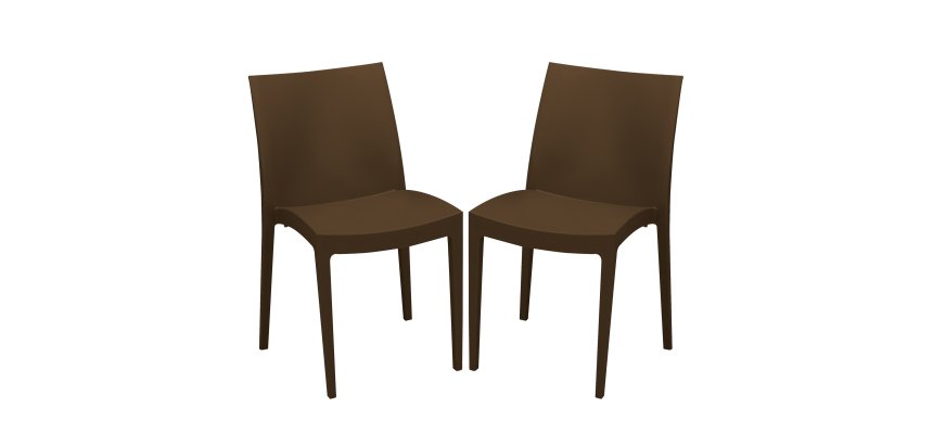 Sedia Venice - 51 x 49 x 80 cm - polipropilene - moka - Grandsoleil - conf. 2 pezzi