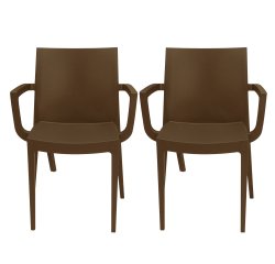 Sedia Venice - con braccioli - 59 x 51 x 80 cm - polipropilene - moka - Grandsoleil - conf. 2 pezzi