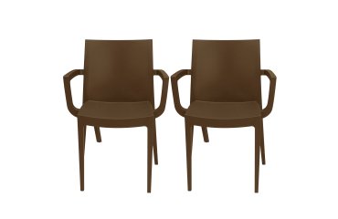 Sedia Venice - con braccioli - 59 x 51 x 80 cm - polipropilene - moka - Grandsoleil - conf. 2 pezzi