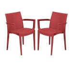 Sedia Venice - con braccioli - 59 x 51 x 80 cm - polipropilene - rosso - Grandsoleil - conf. 2 pezzi