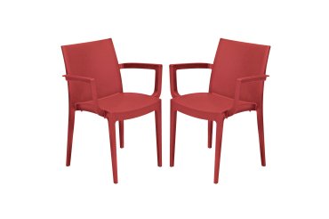 Sedia Venice - con braccioli - 59 x 51 x 80 cm - polipropilene - rosso - Grandsoleil - conf. 2 pezzi