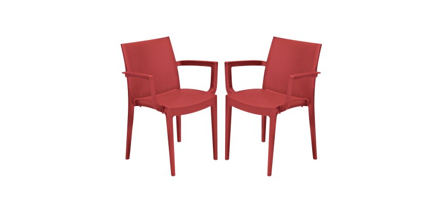 Sedia Venice - con braccioli - 59 x 51 x 80 cm - polipropilene - rosso - Grandsoleil - conf. 2 pezzi