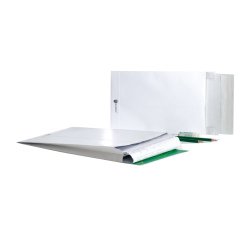 Buste a sacco Securitex - con soffietti - B5 - 17,6 x 25 x 3,8 cm - 130 gr - bianco - Bong Packaging - conf. 100 pezzi