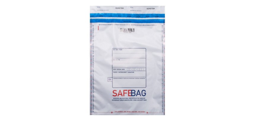 Sacchetti di sicurezza Safe Bag - per corrieri - B4 - 25,6 x 37 + 4 cm - PE - bianco - Bong Packaging - conf. 100 pezzi