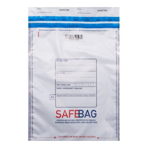 Sacchetti di sicurezza Safe Bag - per corrieri - B4 - 25,6 x 37 + 4 cm - bianco - Bong Packaging - conf. 100 pezzi