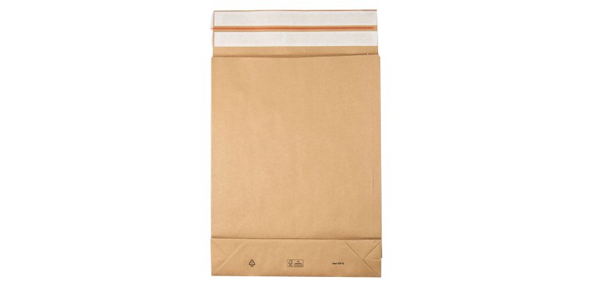 Sacchetti a fondo quadro E-Green - C3 - 35 x 45 x 8 + 10 cm - carta kraft - avana - Bong Packaging - conf. 200 pezzi