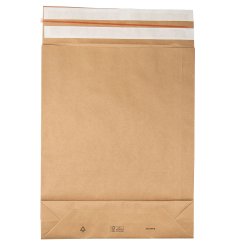 Sacchetti a fondo quadro E-Green - 40 x 50 x 10 + 10 cm - carta kraft - avana - Bong Packaging - conf. 100 pezzi