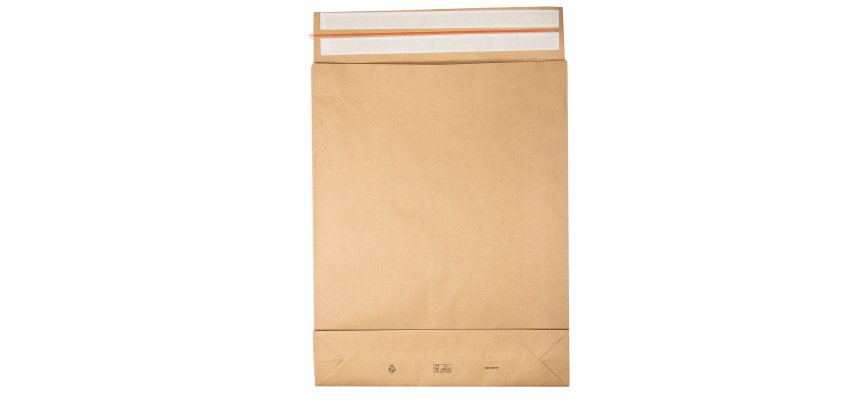 Sacchetti a fondo quadro E-Green - 45 x 57 x 10 + 10 cm - carta kraft - avana - Bong Packaging - conf. 100 pezzi