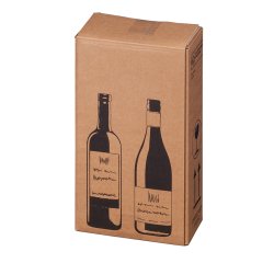 Scatola Wine Pack - 2 bottiglie - 20,4 x 10,8 x 36,8 cm - cartone doppia onda - avana - Bong Packaging - conf. 10 pezzi