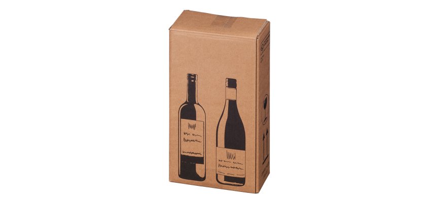 Scatola Wine Pack - 2 bottiglie - 20,4 x 10,8 x 36,8 cm - cartone doppia onda - avana - Bong Packaging - conf. 10 pezzi