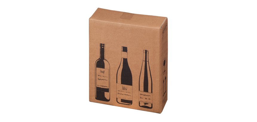 Scatola Wine Pack - 3 bottiglie - 30,5 x 10,8 x 36,8 cm - cartone doppia onda - avana - Bong Packaging - conf. 10 pezzi