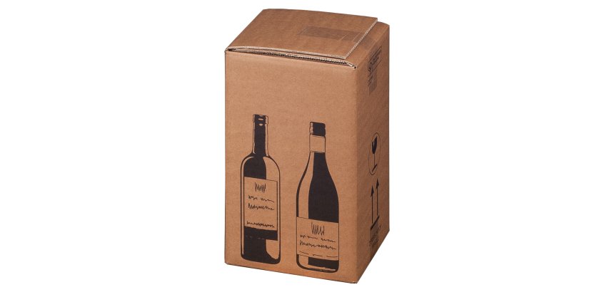 Scatola Wine Pack - 4 bottiglie - 21,2 x 20,4 x 36,8 cm - cartone doppia onda - avana - Bong Packaging - conf. 10 pezzi