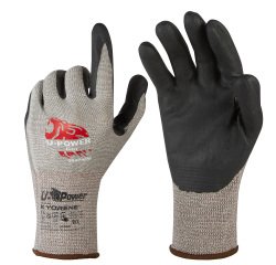 Guanti di protezione CUT - con polsino marrone - taglia 09 - grigio/nero - U-Power