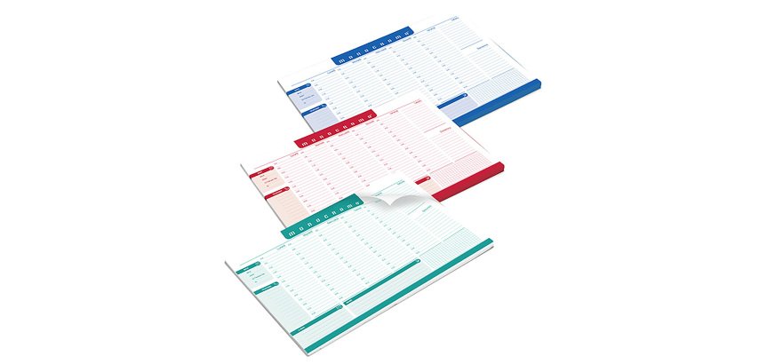 Desk planner Monocromo - da scrivania - 42 x 29,5 cm - colori assortiti - Pigna