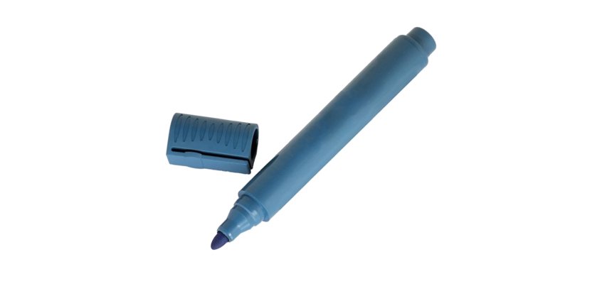 Pennarello detectabile - con cappuccio - indelebile - punta tonda - 14 cm - PP - blu