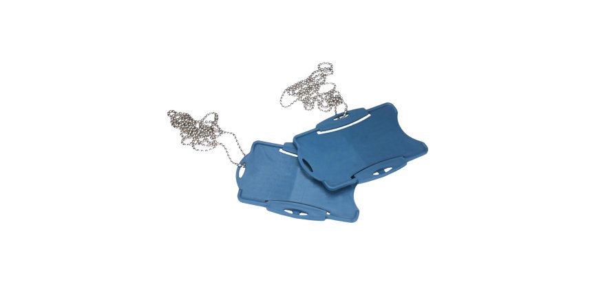 Portabadge detectabile - con catenella - blu