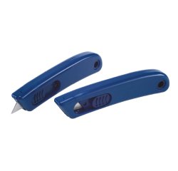 Cutter monouso detectabile - con lama retraibile - 11 x 2,5 cm - PP - blu