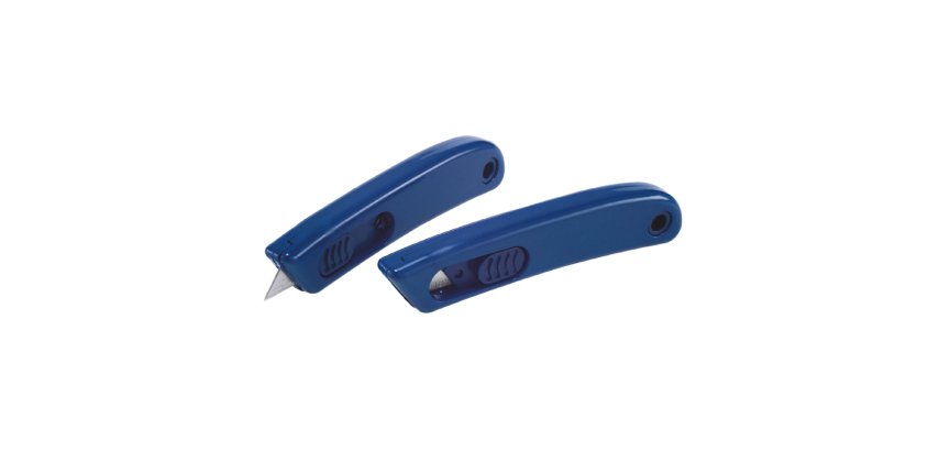 Cutter monouso detectabile - con lama retraibile - 11 x 2,5 cm - PP - blu