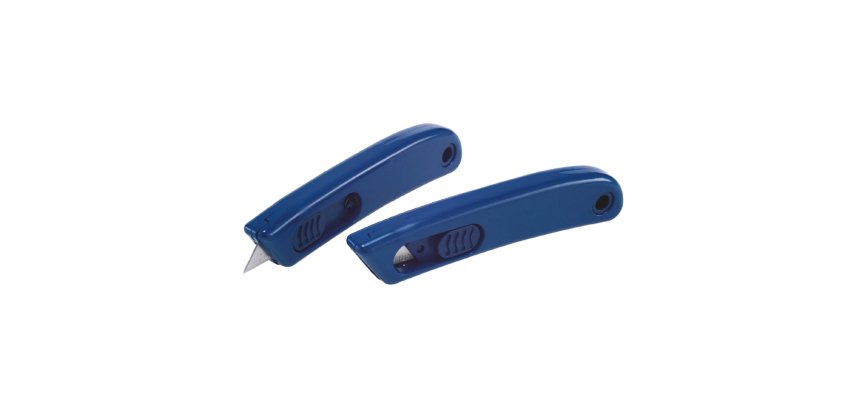 Cutter monouso detectabile - con lama retraibile - 11 x 2,5 cm - PP - blu