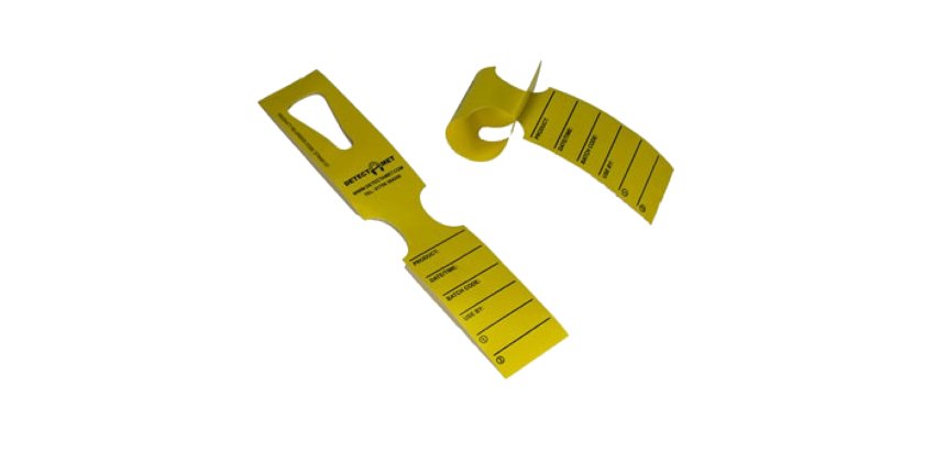 Etichette detectabili - con foro - 5 x 27,9 cm - giallo - rotolo da 500 etichette