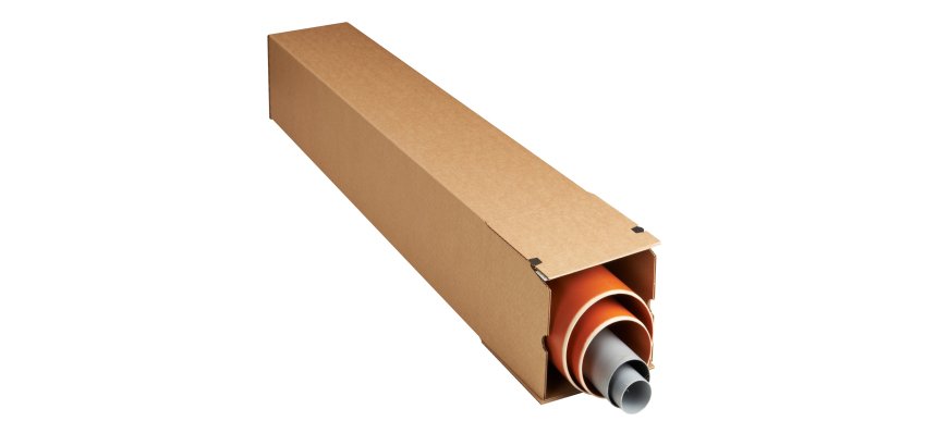 Scatola a tubo Square Box - chiusura strip - 10,5 x 10,5 x 43,5 cm - cartone microonda - avana - Bong Packaging - conf. 10 pezzi