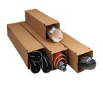 Scatola a tubo Square Box - chiusura strip - 10,5 x 10,5 x 43,5 cm - cartone microonda - avana - Bong Packaging - conf. 10 pezzi