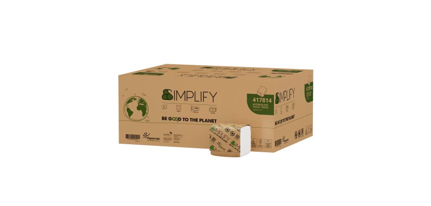 Carta igienica interfogliata Simplify - goffratura wave - 15 gr - Papernet - pacco da 224 strappi