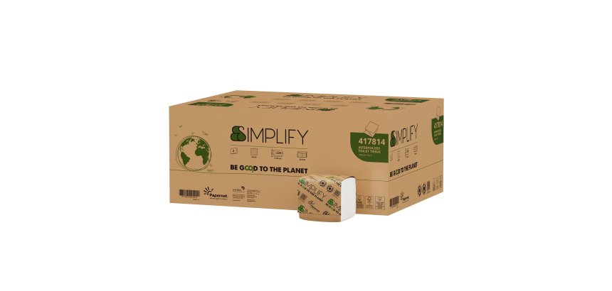 Carta igienica interfogliata Simplify - goffratura wave - 15 gr - Papernet - pacco da 224 strappi