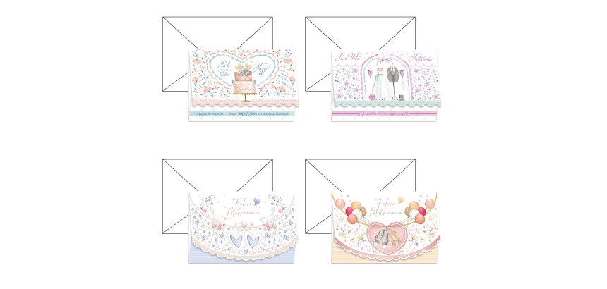Biglietto auguri portasoldi Matrimonio - 11,7 x 17 cm - 4 soggetti assortiti - Kartos