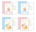 Biglietto auguri Battesimo - 11,7 x 17 cm verticale - 4 soggetti assortiti - Kartos
