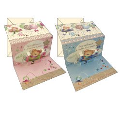 Biglietto auguri Nascita - 2 soggetti assortiti maschio/femmina - Kartos