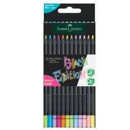 Matite triangolari Black Edition - pastel e neon - Faber-Castell - conf.12 pezzi